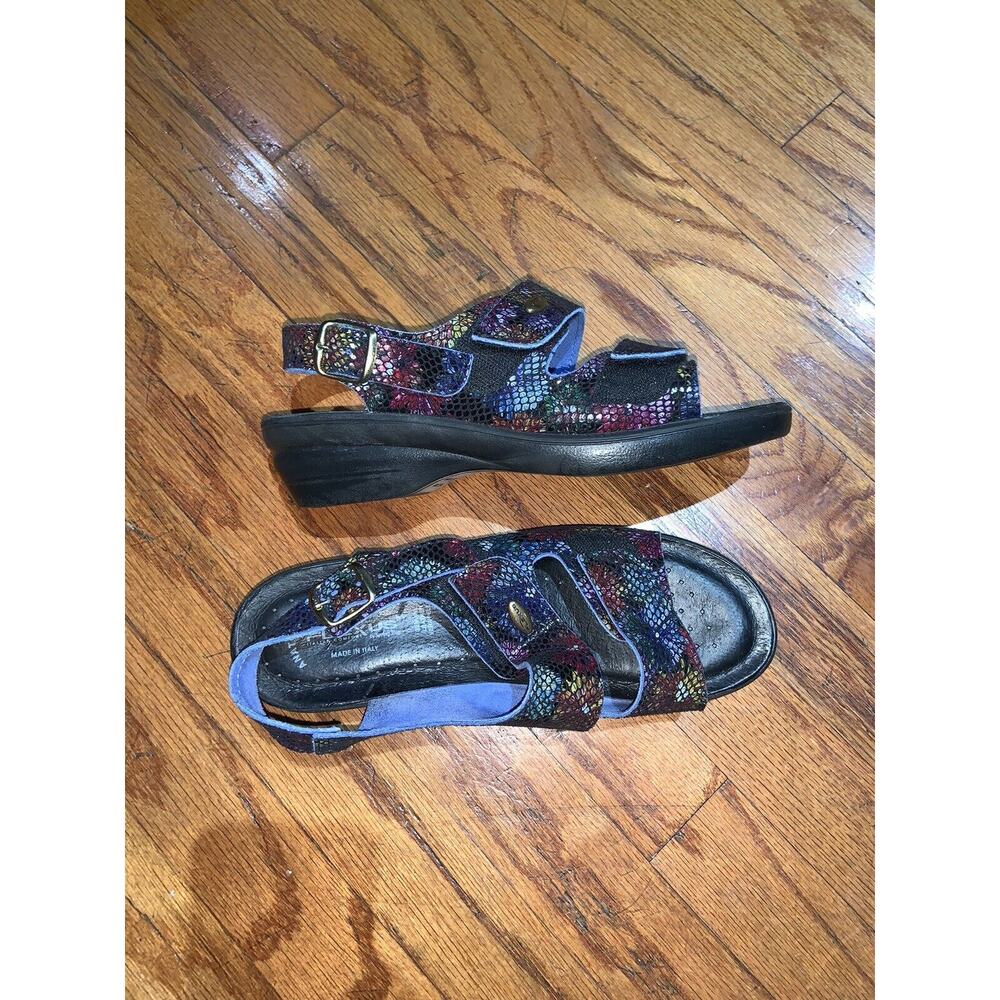 Flexus Spring Step Italy Women's Delice Sandal Size 40 US9 Wedge Snakeskin Multi